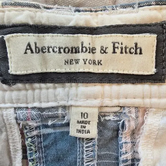 VTG Abercrombie & Fitch Y2K Micro Mini Patchwork Skirt Women's 10 Madras Plaid - Picture 5 of 9